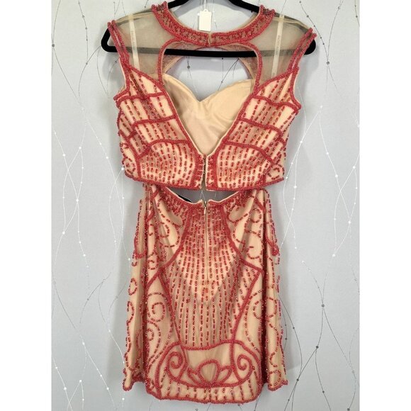 Rachel Allan Red Nude Two Piece Short Formal Dress $398 - Picture 10 of 12